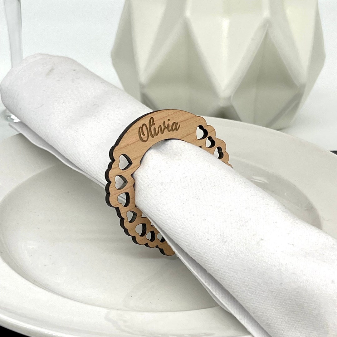 Rond De Serviette,Rustique En Bois Serviette Anneau De Fête De Mariage