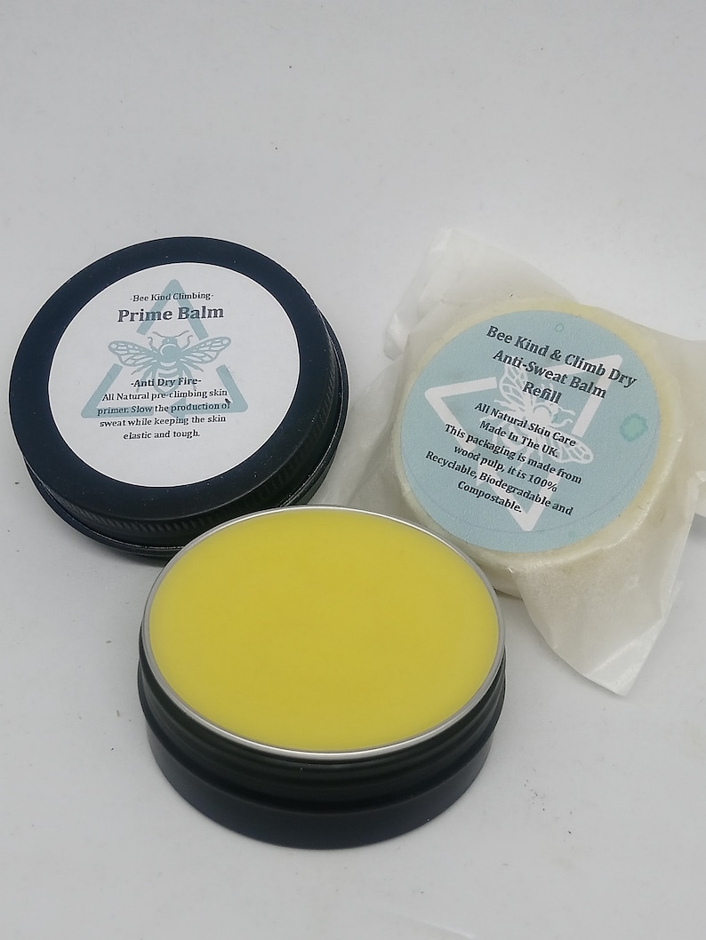 Skincare Bee Kind & Climb. Hand balm for climbers, all natural homemade skin repair, anti sweat and vegan option aswell image 3