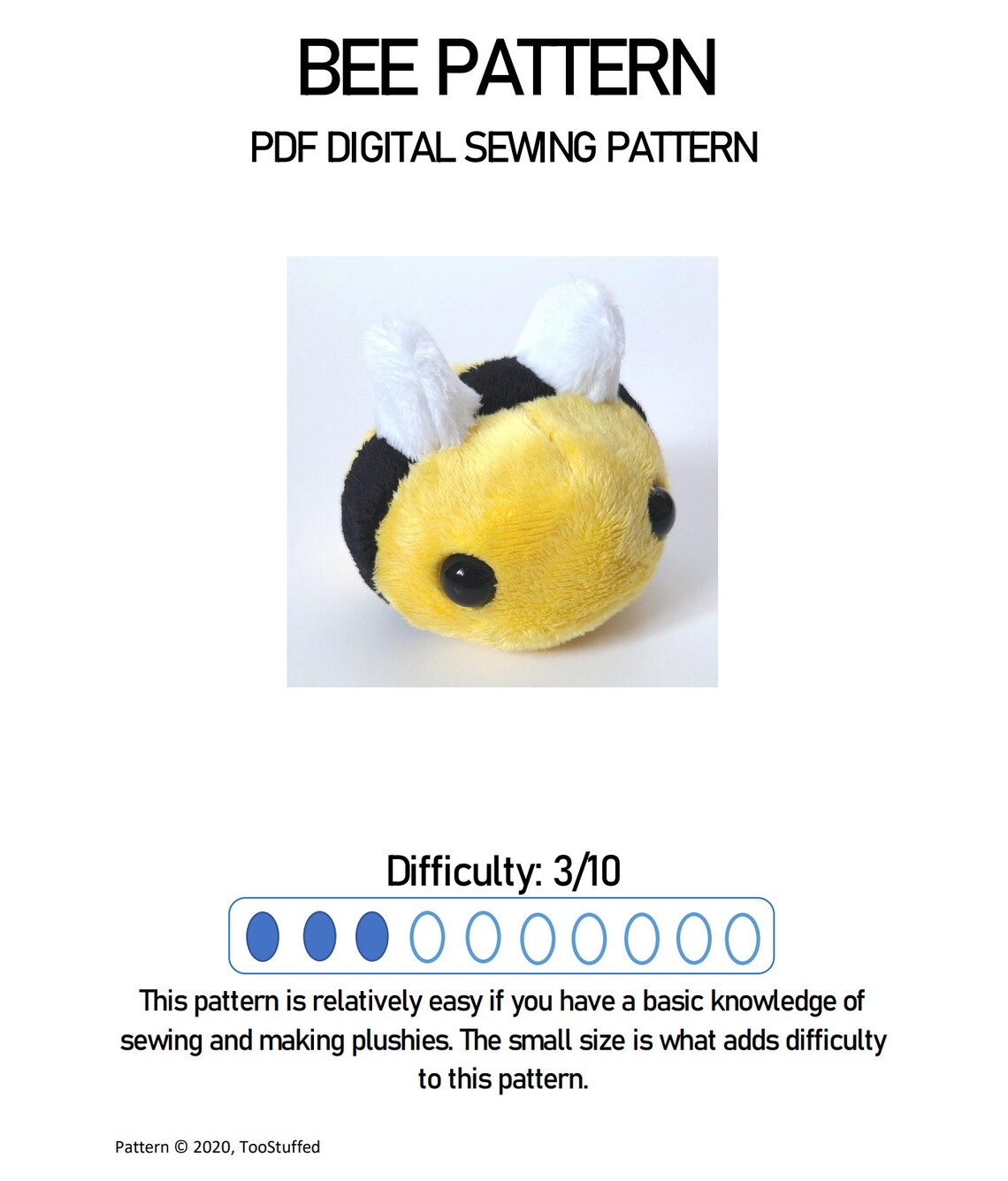 Bee Plushie Digital Download PDF Intermediate Sewing Pattern | Etsy