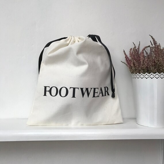 FOOTWEAR Bag. Travel Bag. Cotton Bag. Personalized Bag. Shoes Bag. Drawstring Bag. Handmade Bag. Etsy
