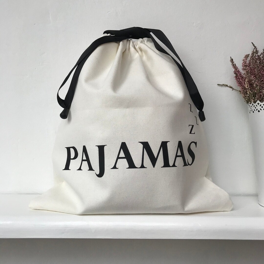 PAJAMAS Bag. Travel Bag. Cotton Bag. Personalized Bag. Pajamas Bag. Drawstring Bag. Handmade Bag. Organizing Bag. Etsy UK