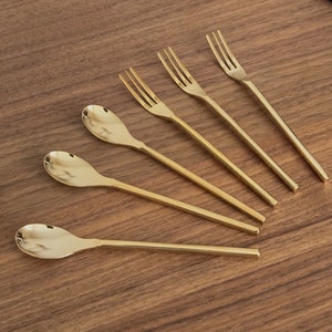 Japanese Gold Mini Spoon & Fork | Made in Japan | Table Decors | Special Occasions | Gift Ideas | Elegant Dining Essentials