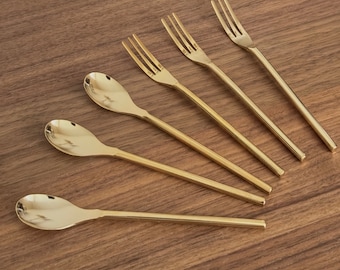 Japanese Gold Mini Spoon & Fork | Made in Japan | Table Decors | Special Occasions | Gift Ideas | Elegant Dining Essentials