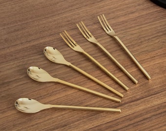 Japanese Gold Mini Spoon & Fork | Elegant Dining Essentials | Made in Japan