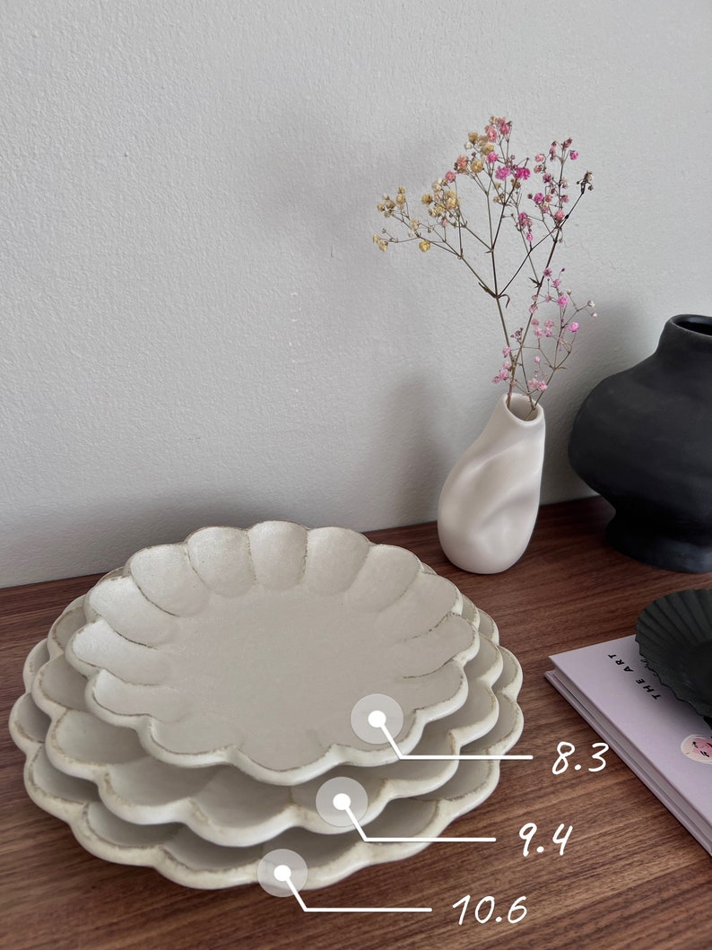 Exclusive Hand-Made Ceramic Rinka Flower Plate Kaneko Kohyo Porcelain Collection Made in Japan White/Ivory image 7
