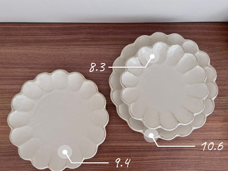 Exclusive Hand-Made Ceramic Rinka Flower Plate Kaneko Kohyo Porcelain Collection Made in Japan White/Ivory image 6