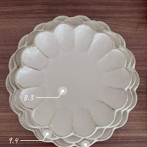 Exclusive Hand-Made Ceramic Rinka Flower Plate Kaneko Kohyo Porcelain Collection Made in Japan White/Ivory image 5