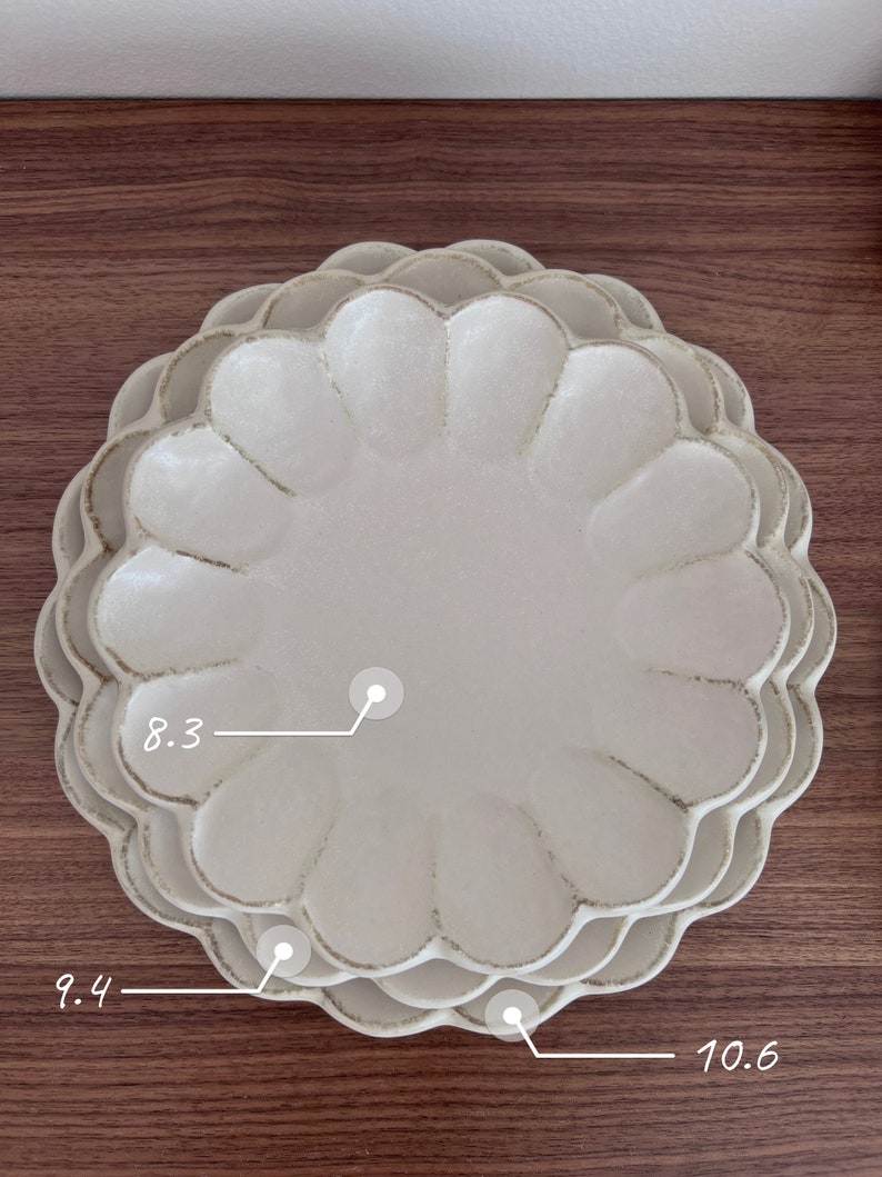 Exclusive Hand-Made Ceramic Rinka Flower Plate Kaneko Kohyo Porcelain Collection Made in Japan White/Ivory image 5