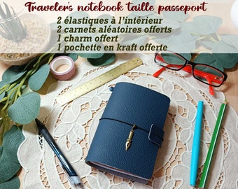 Traveler's notebook vegan imitation leather reversible blue/grey - Passport size - Journal, travel diary, planner or creative notebook