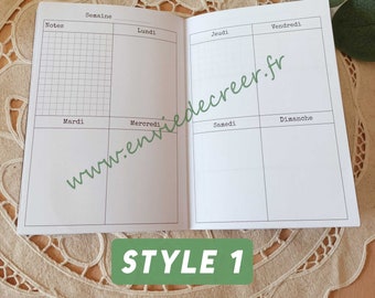 A6 notebook undated weekly planner one week on two pages - 26 weeks