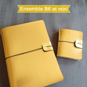 Omslag voor Travelers Notebook B6, goud/zwart, omkeerbaar + 1 gratis mini-TN – Handgemaakt briefpapier