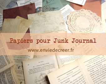Set of papers for your Junk Journal - Old French books, illustrations, music sheets, tinted papers.