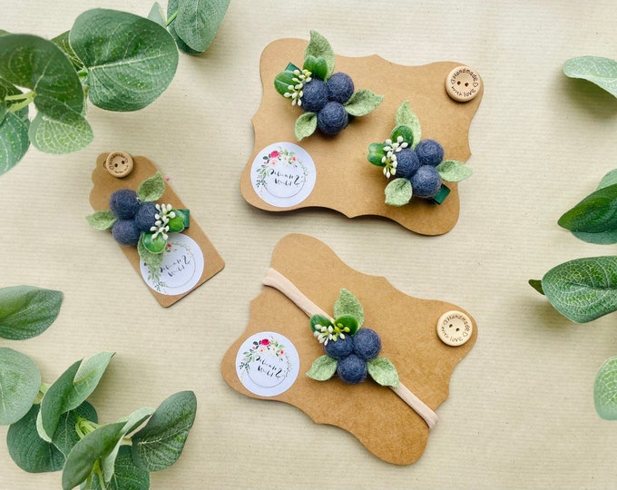 Blue Berry Headband, Blueberry Headband, Berry Headband, Felt Fruit