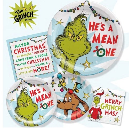 Dr. Seuss the Grinch Christmas Party Supplies Grinch Plates Etsy
