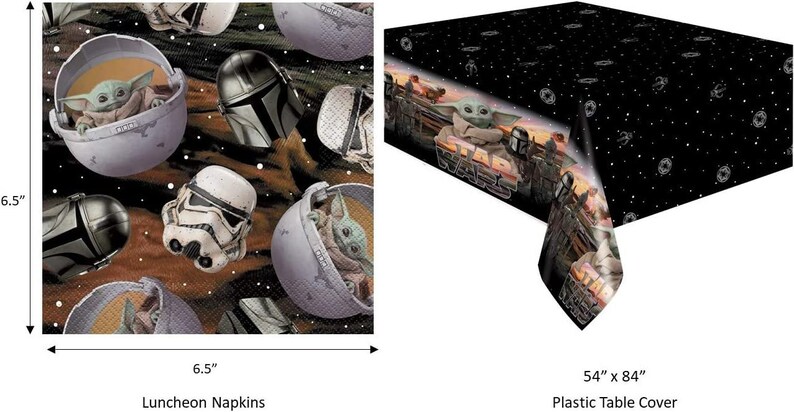 Paquete de suministros para fiesta de Baby Yoda de El Niño Mandaloriano con platos para pastel y servilletas para 8 invitados imagen 3