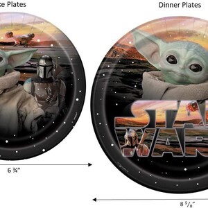 Confezione per 8 articoli per feste Mandalorian The Child Baby Yoda Bundle con piatti piani e tovaglioli per 16 ospiti immagine 2