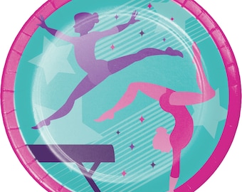 Gymnastics Party 9" Paper Plates - 8ct