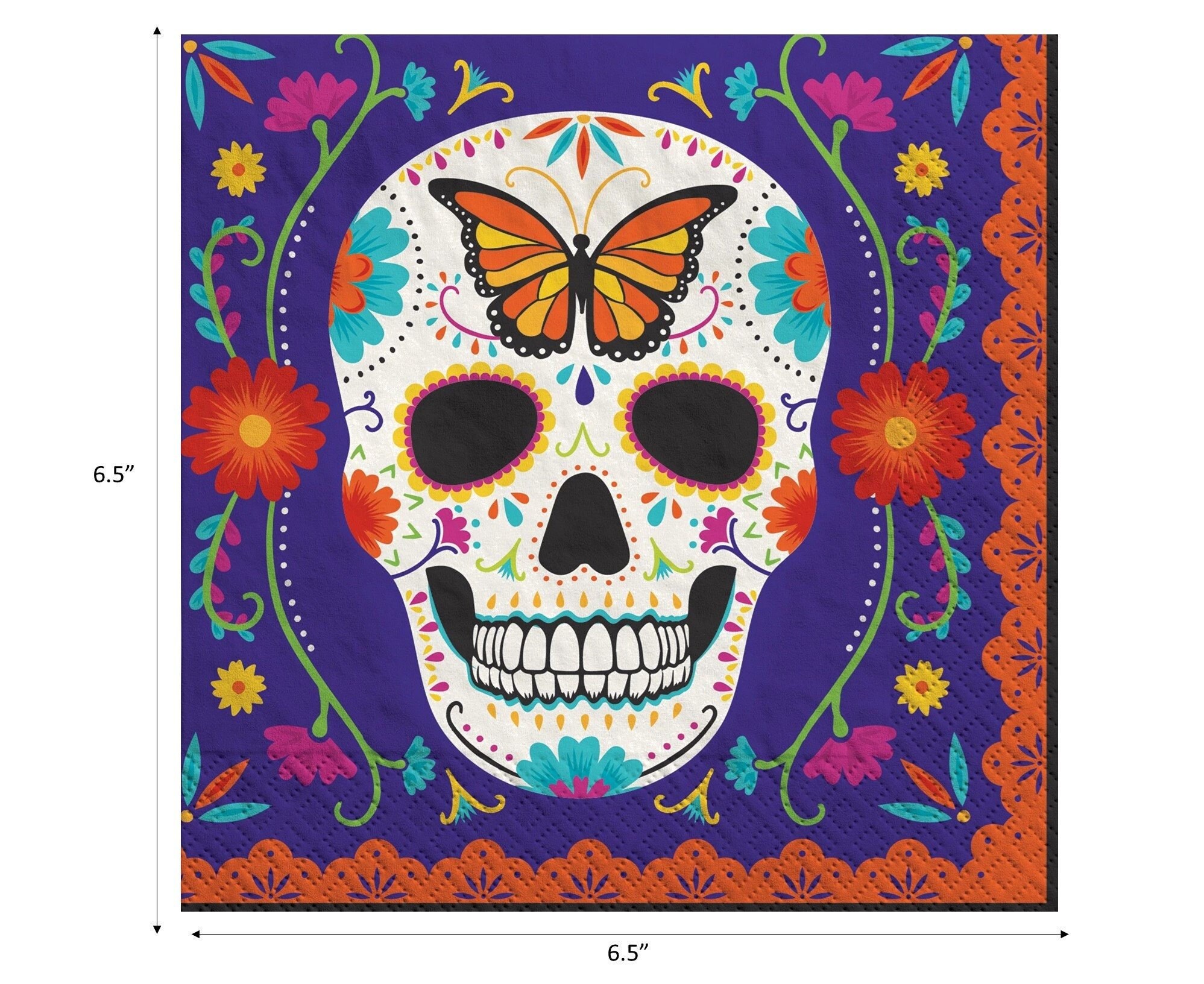 Dia De Los Muertos / Day of the Dead Plates and Napkins for 40 Guests ...