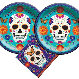 Platos y servilletas del Día de los Muertos para 40 invitados