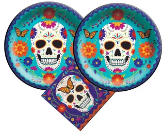 Dia De Los Muertos / Day of the Dead Plates and Napkins for 40 Guests
