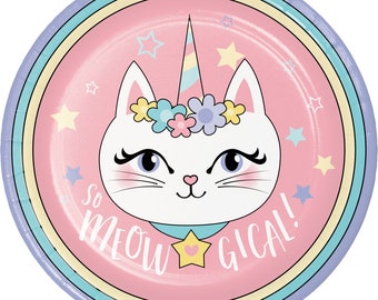 Platos Kitty Cat Sassy Caticorn de 9" - 8 unidades