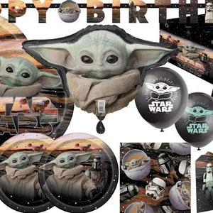 Table Set and Decorations for 16 Mandalorian The Child Baby Yoda Party Supplies Bundle with Dinner Plates and Napkins for 16 Guests image 1