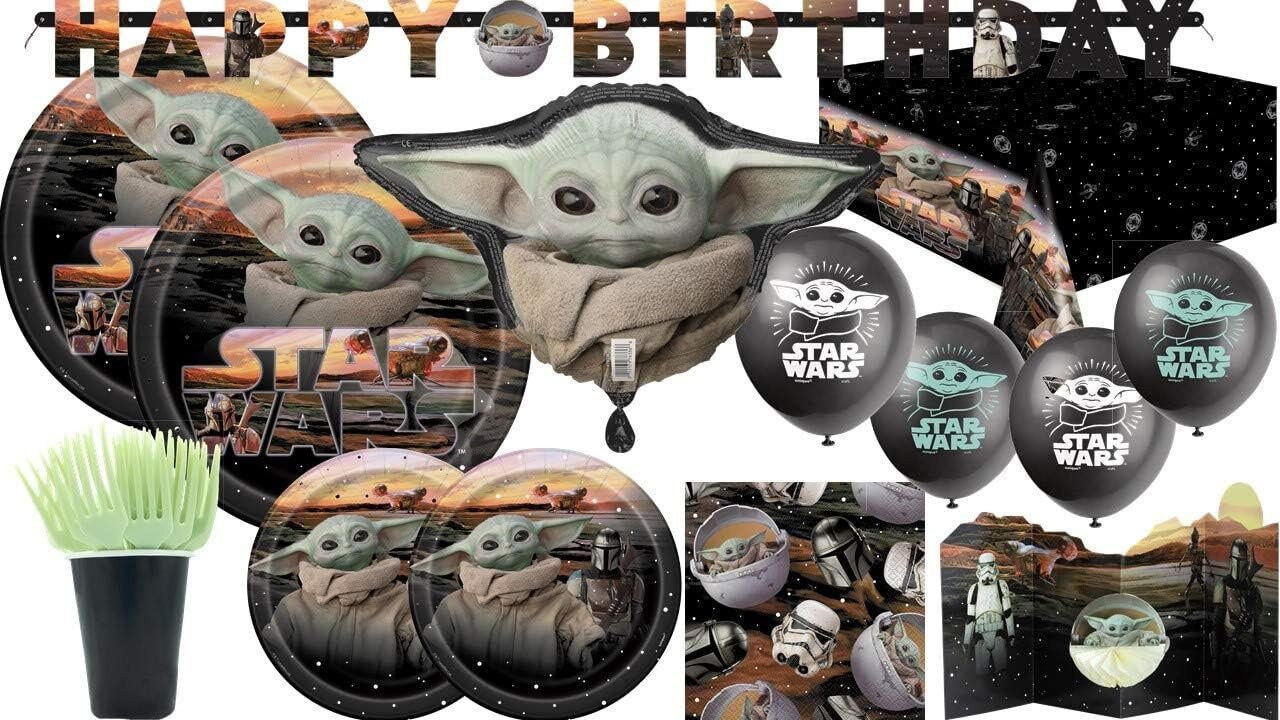 Table Set and Decorations for 16 Mandalorian the Child Baby Yoda Party  Supplies Bundle With Dinner Plates and Napkins for 16 Guests -  UK