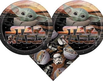 Mandalorian The Child Baby Yoda Party Supplies Bundle with Cake Plates and Napkins for 8 Guests