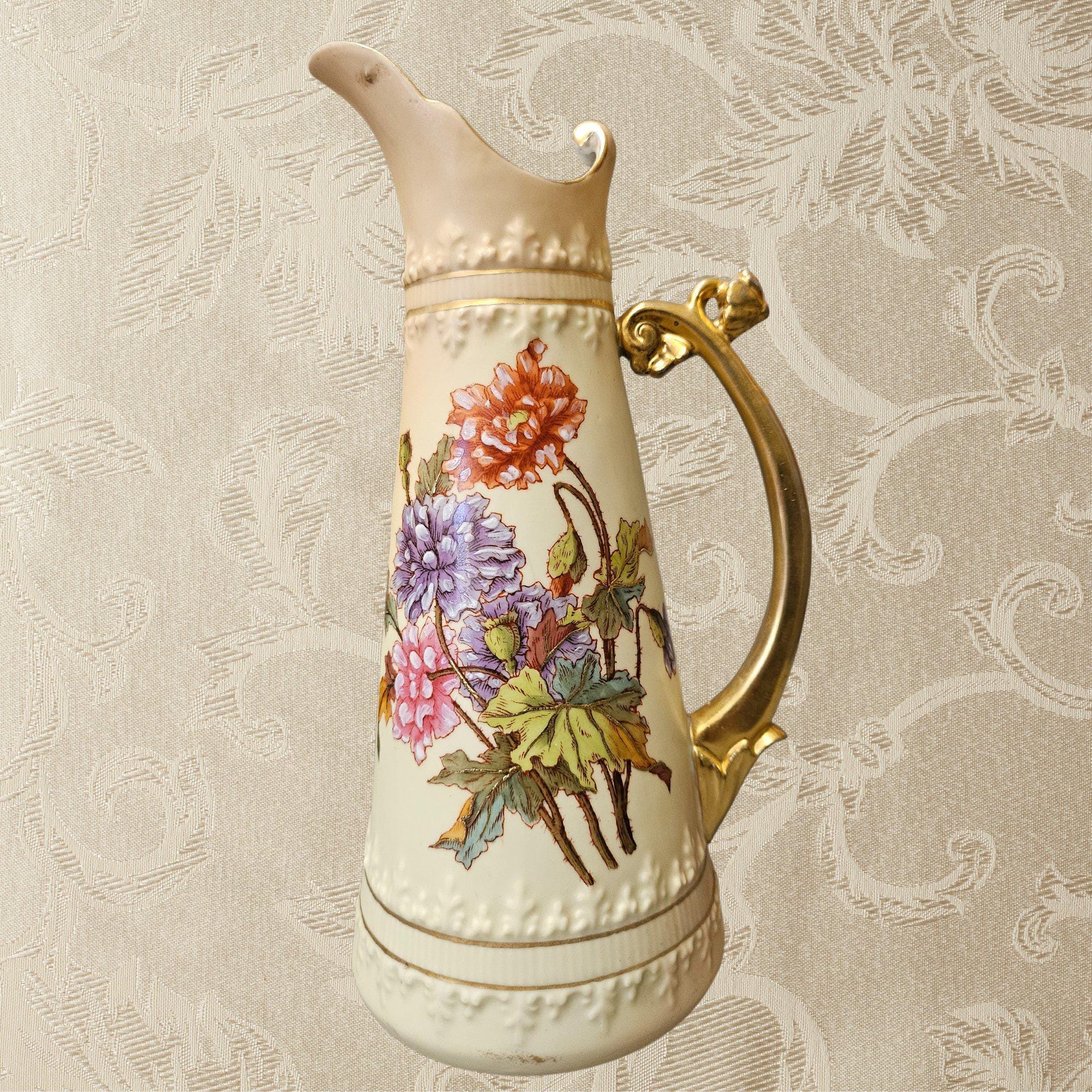 アンティーク ルドルシュタット ドイツ 10 インチ 花柄 ブラッシュ