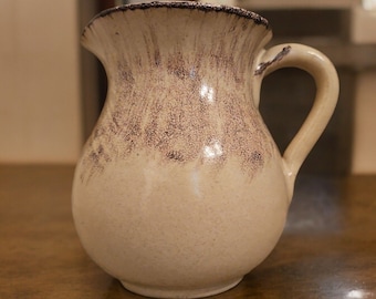 Vintage Italian Pottery Petite Pitcher Honey Glazed Distressed Black