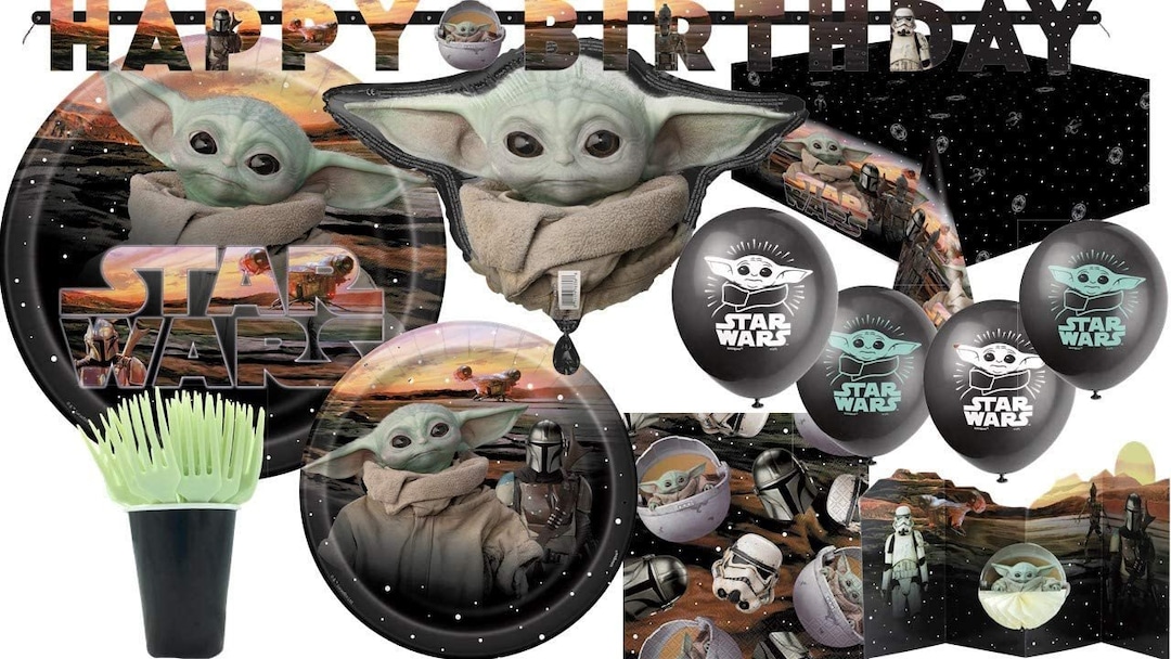 Mandalorian the Child Baby Yoda Party Supplies Bundle With Cake Plates ...
