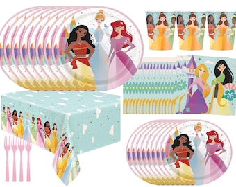 Disney Prinzessinnen Geburtstag Party Zubehör Bündel | Disney Prinzessin Teller | Disney Prinzessin Servietten | Disney Prinzessin Tassen | Disneyfigur...