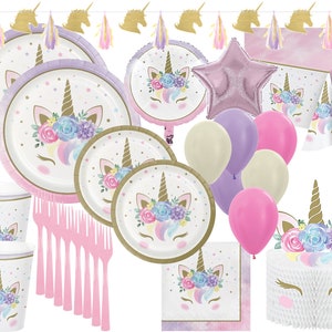 Unicorn Party Supplies Pack Tbl Set /16 w/ Deco