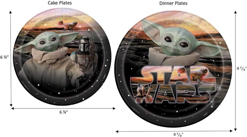 Juego de mesa para 8 Mandalorian The Child Baby Yoda Party Supplies Bundle con platos y servilletas para 16 invitados imagen 2