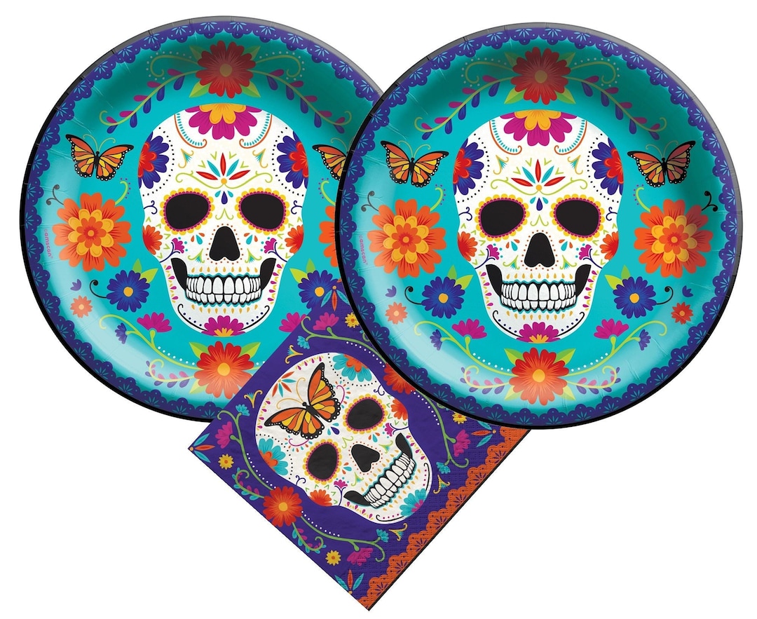 Dia De Los Muertos / Day of the Dead Plates and Napkins for 40 Guests ...