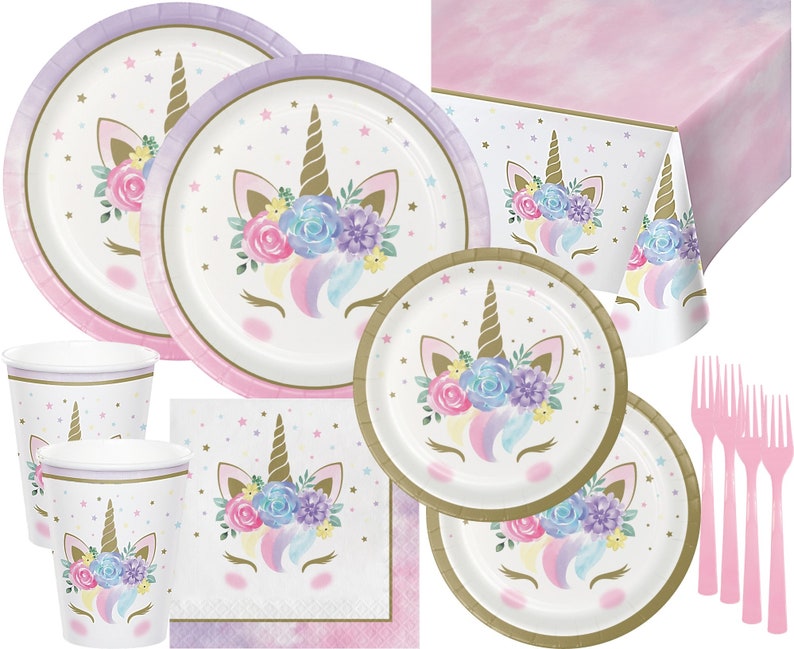 Unicorn Party Supplies Pack Table set for 16