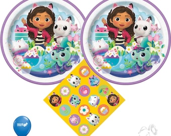 Gabby&#39;s Dollhouse Birthday Party Supplies Bundle with Gabby&#39;s Dollhouse Plates & Gabby&#39;s Dollhouse Napkins for 16 Guests