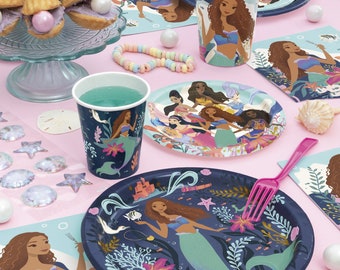 The Little Mermaid Ariel Party Supplies | Little Mermaid Tableware | Little Mermaid Birthday Banner