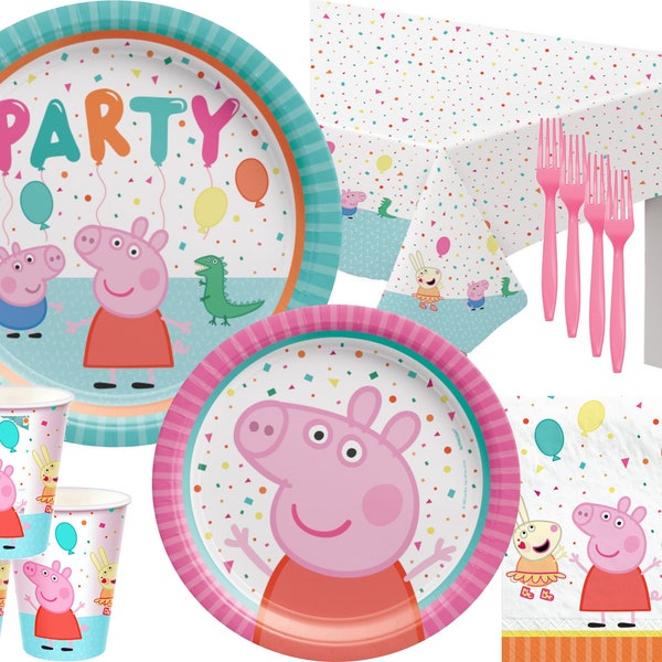 Peppa Pig Birthday Party Supplies Bundle | Peppa Pig Plates | Peppa Pig Napkins | Peppa Pig Cups | Peppa Pig Table Cover