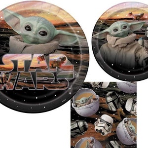 Confezione per 8 articoli per feste Mandalorian The Child Baby Yoda Bundle con piatti piani e tovaglioli per 16 ospiti immagine 1