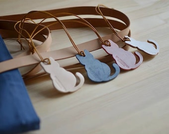 Handmade Leather Cat Keychain: Kitty Bag Charm Accessory