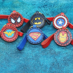 Handmade Genuine leather Super hero key chains bag charms gift birthday holiday friend kids father mother day