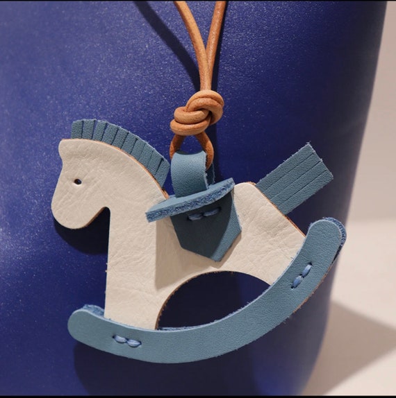 Handmade Leather Carousel Rocking Horse Keychain Bag Charms 