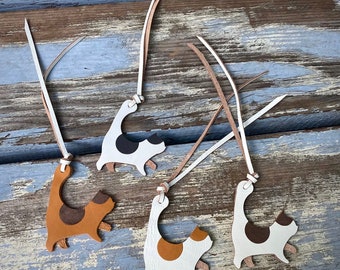 Handmade Leather Cat Keychain: Kitty Bag Charm, Bookmark