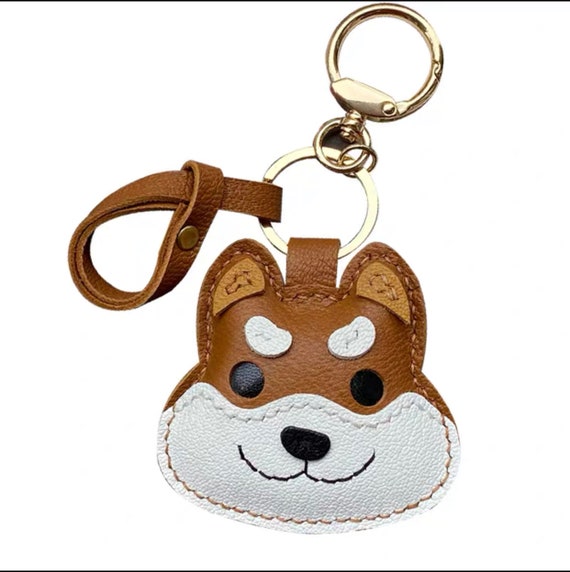 Acctopia Handmade Leather Keychain Shiba Inu Puppy Dog Bag Charm Car Mirror Charm Accessary Gift Family Anniversary Friendship Holiday Gift Ideas