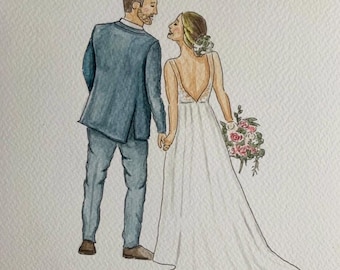 Custom Newlywed Illustration | Wedding Portrait | Wedding Illustration | Custom Portrait | Watercolour Painting | Husband Wife Gift