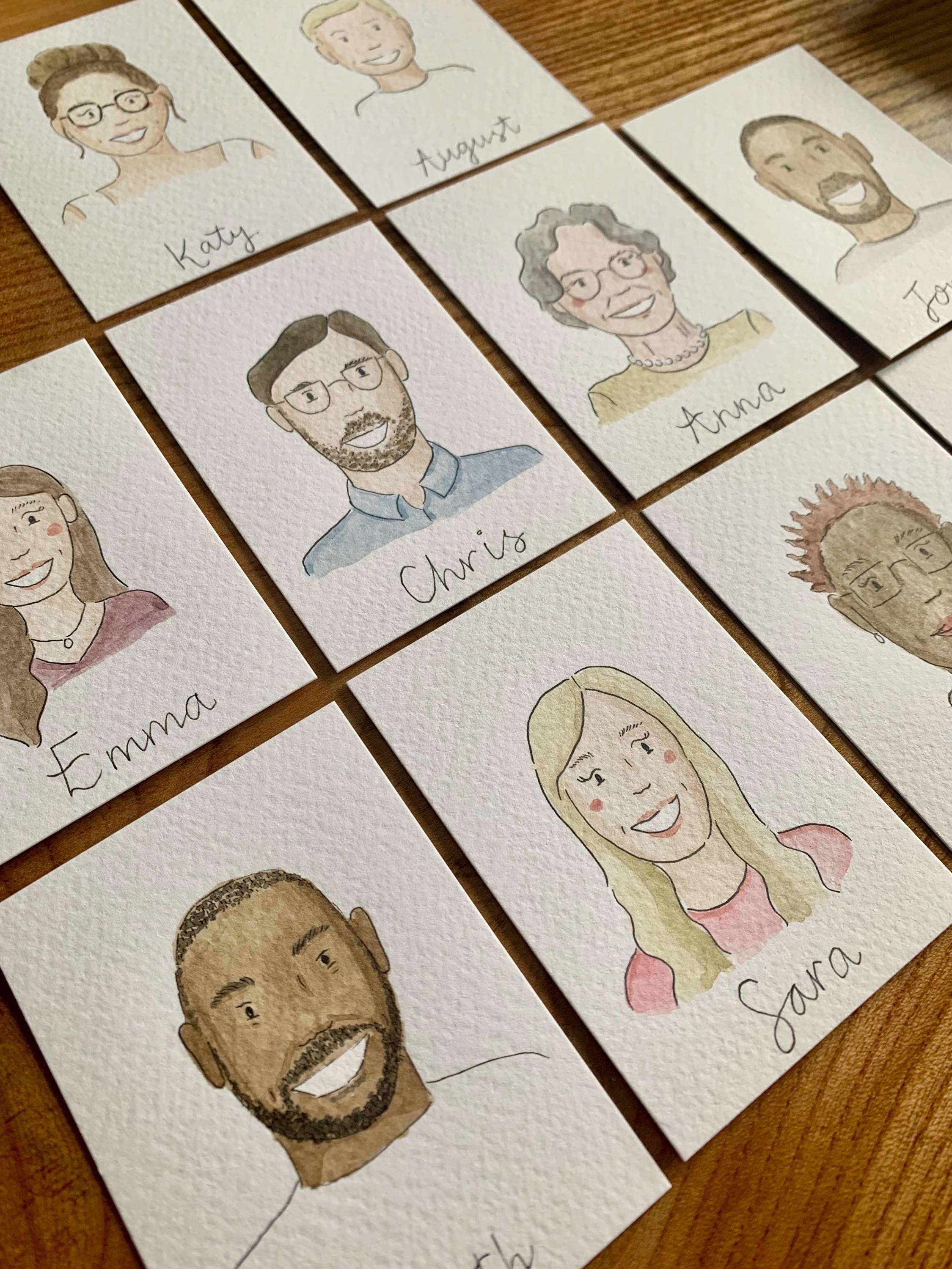 Personalised Watercolour Place cards | Wedding Favours | Wedding Illustration | Custom Portrait | Guest Portraits | Table Place Names