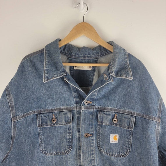 vintage faded denim blanket lined Carhartt 4 pocket jacket sz xlarge mens