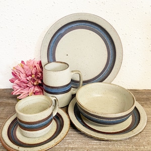 Vintage Otagiri HORIZON Japanese Stoneware circa 1960s, Blue and Grey Glaze; Handcrafted Mid Century Modern Stoneware CHOICE replacement