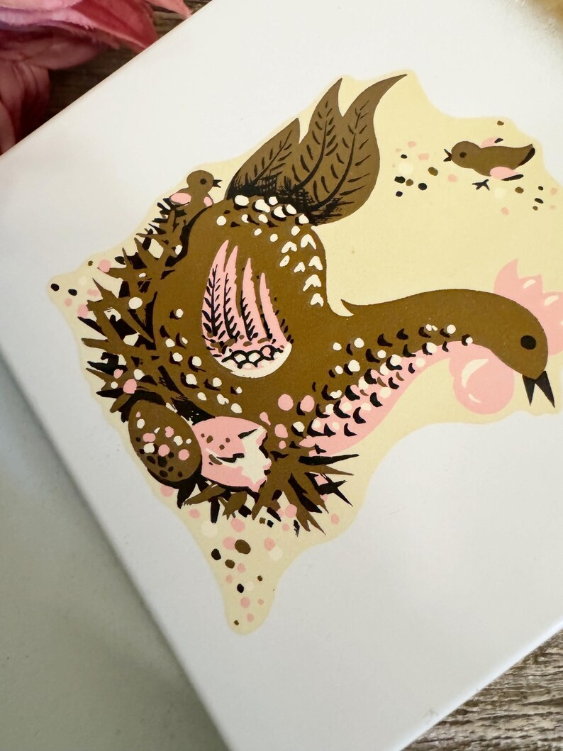 Vintage Gold Metal Tin 3 Slot Mail Letter Wall Holder Chicken Rooster